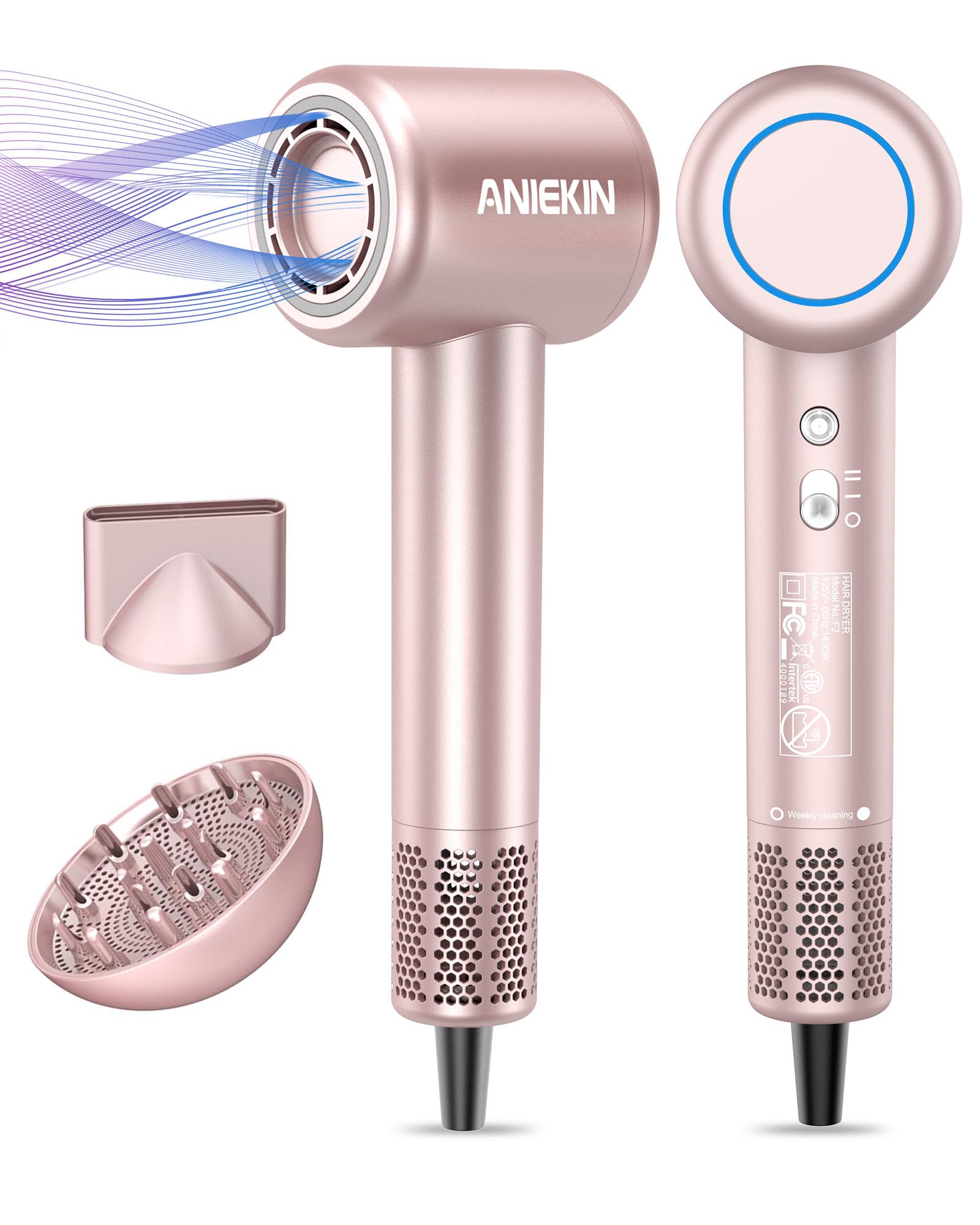 ANIEKIN hair dryer compact design for easy storage and quick drying at home