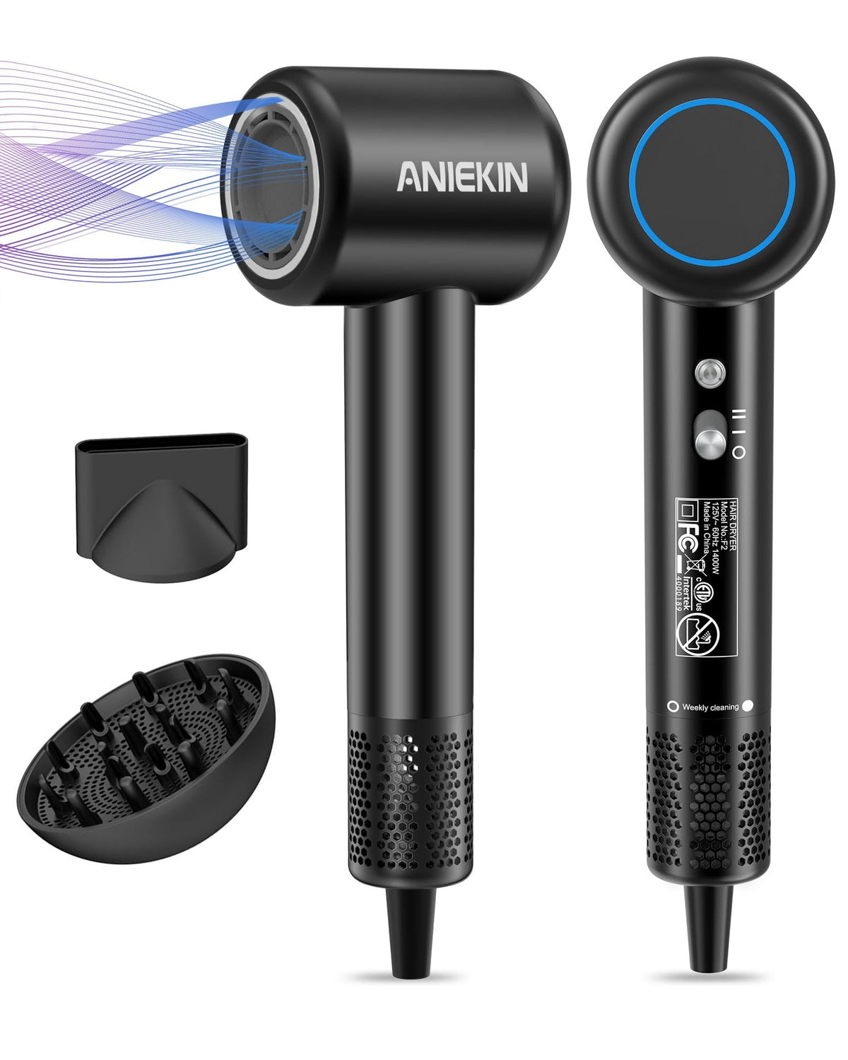 ANIEKIN hair dryer with 110000rpm motor for fast, salon-style drying.