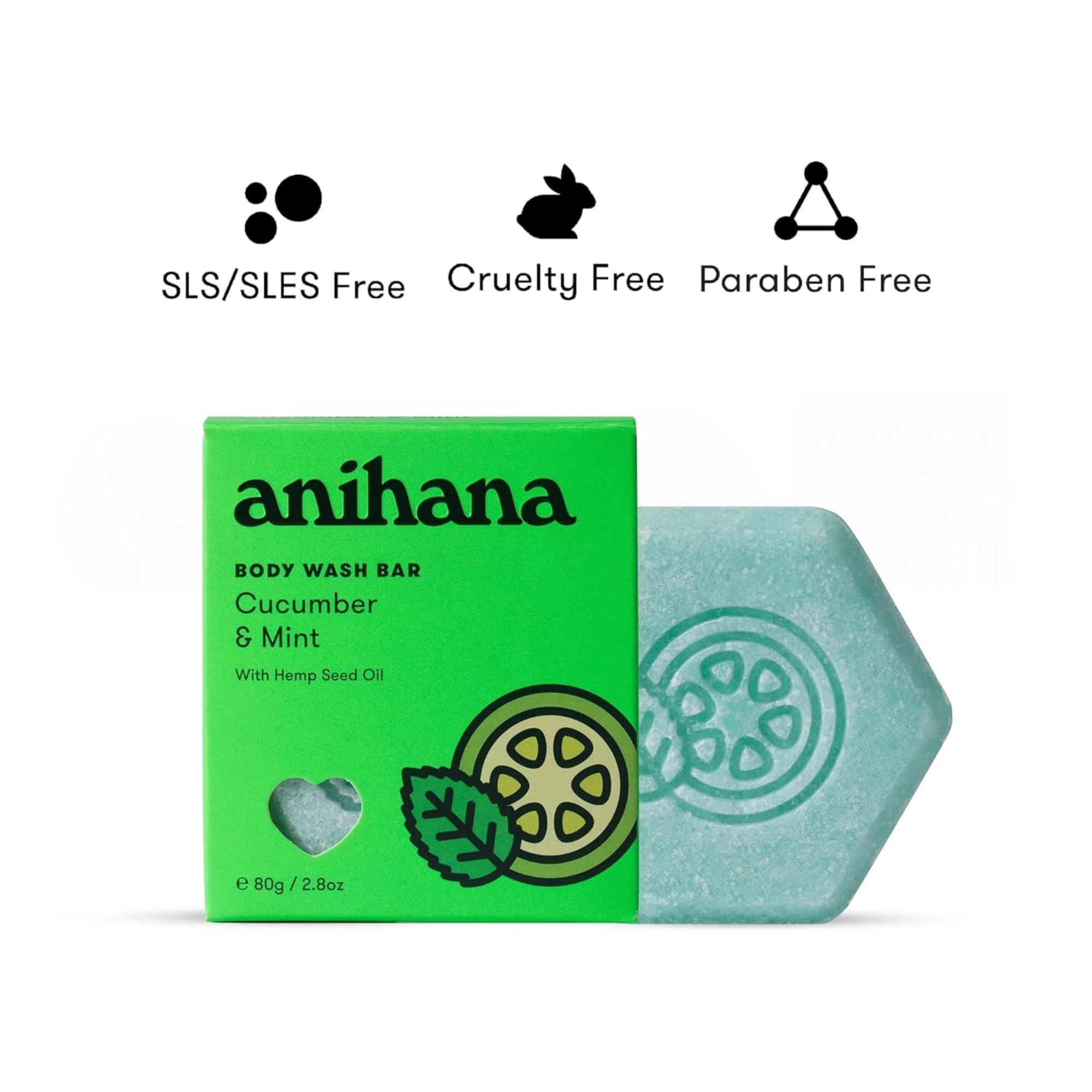 ANIHANA body wash bar cucumber mint scent image suggests refreshing cleanse