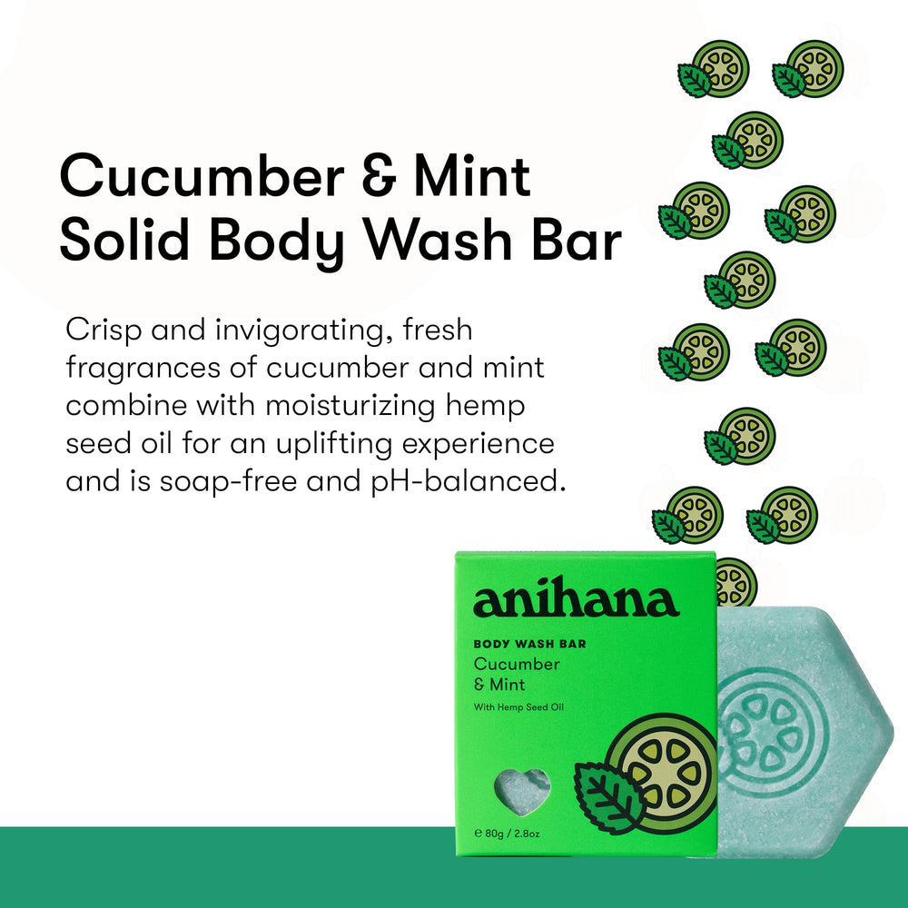 ANIHANA body wash bar hemp seed oil ingredient image highlighting natural hydration