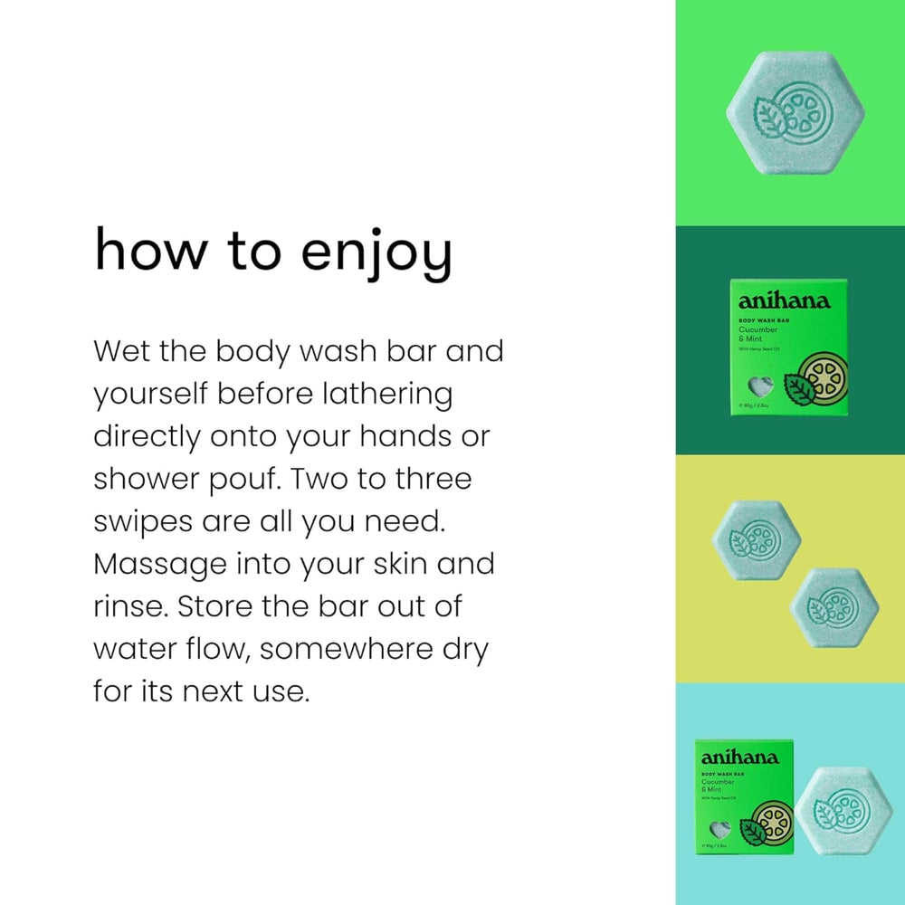 ANIHANA body wash bar recycled packaging image shows plastic reduction
