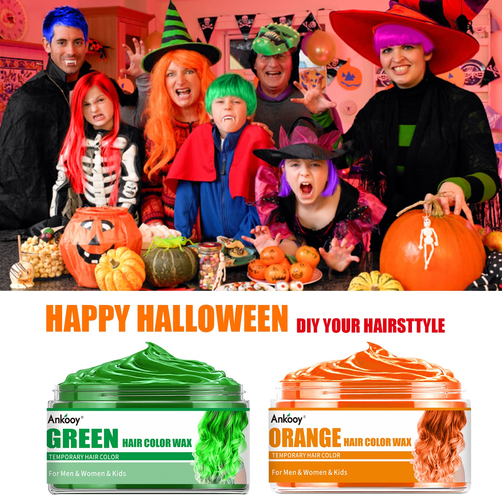 ANKOOKOY orange bottle shows vibrant color wax for bold Halloween styles