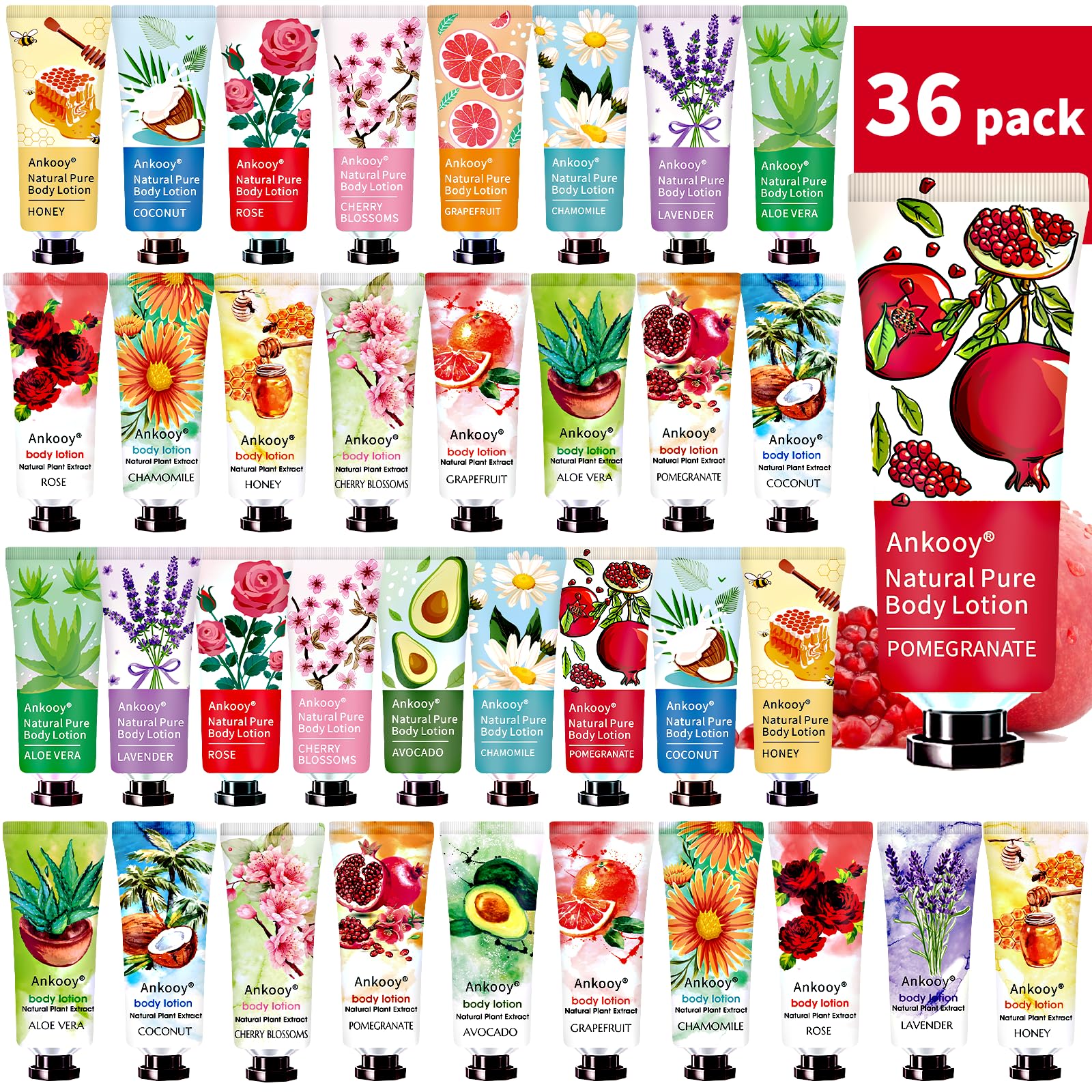 ANKOOY 36-pack lotion fragrances display for gifting and daily hydration
