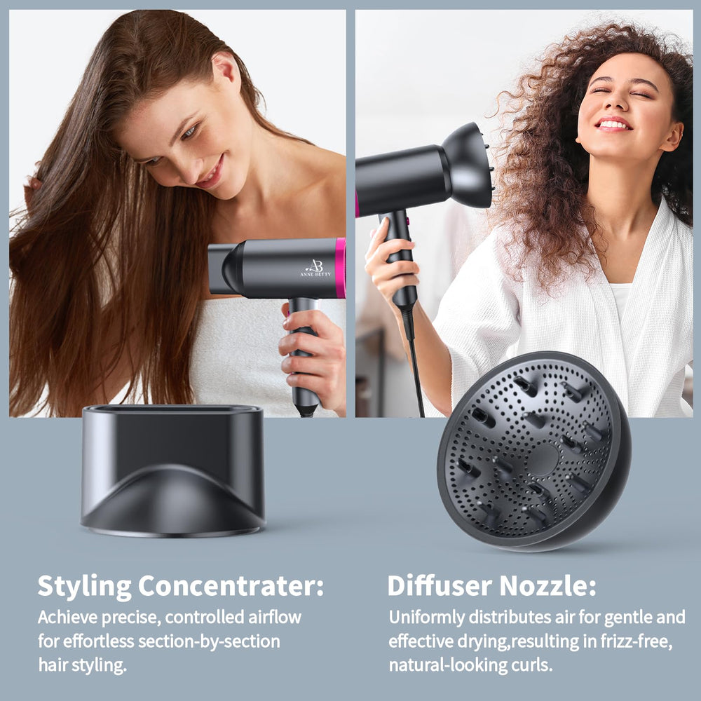 ANNE BETTY Ionic Hair Dryer control panel with 3 settings and speeds