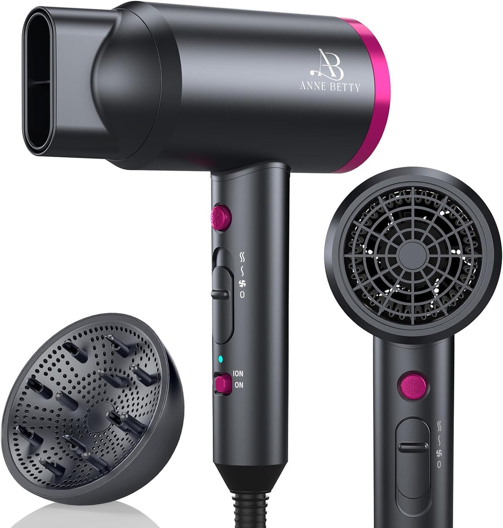 ANNE BETTY Ionic Hair Dryer front view with powerful 1800W airflow for fast styling