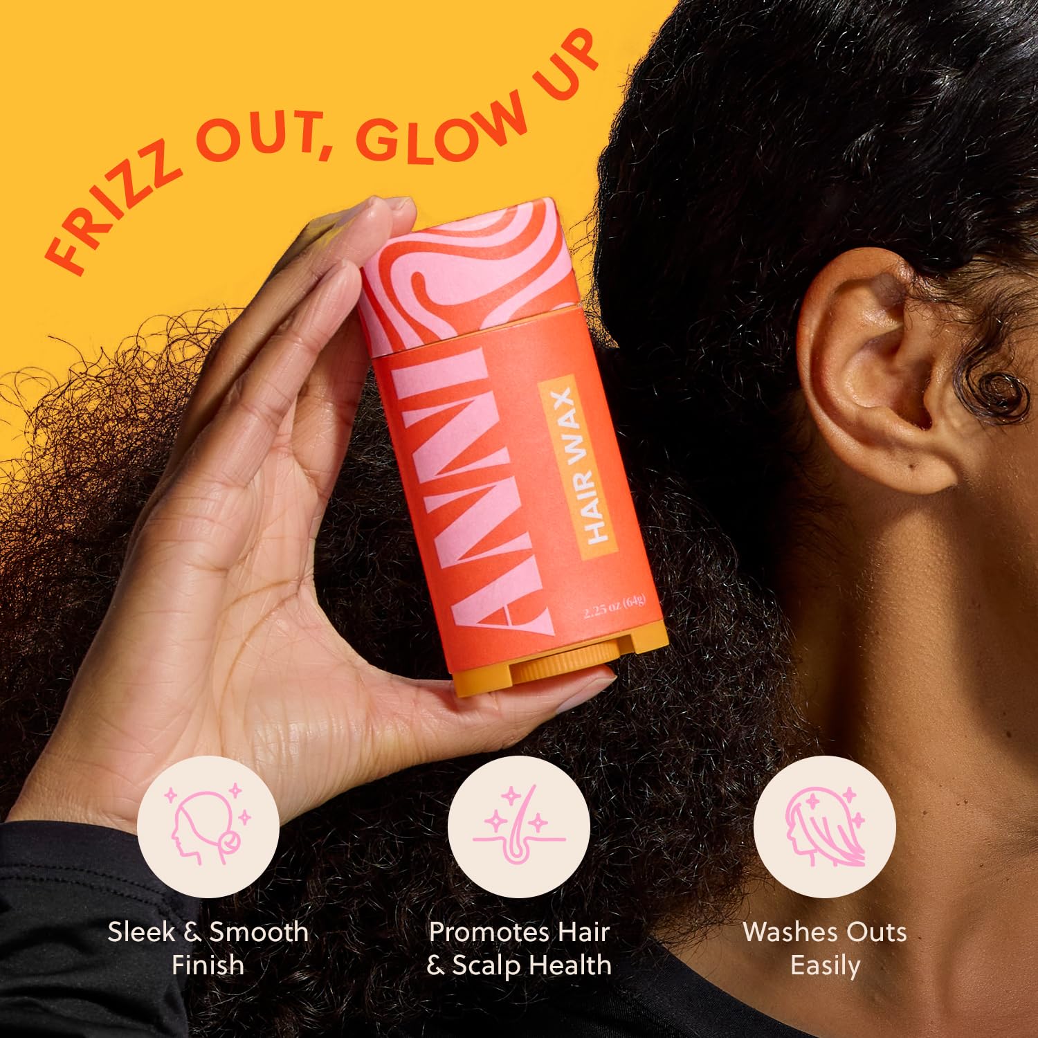 ANNI Hair Wax on glossy hair showing frizz-free finish