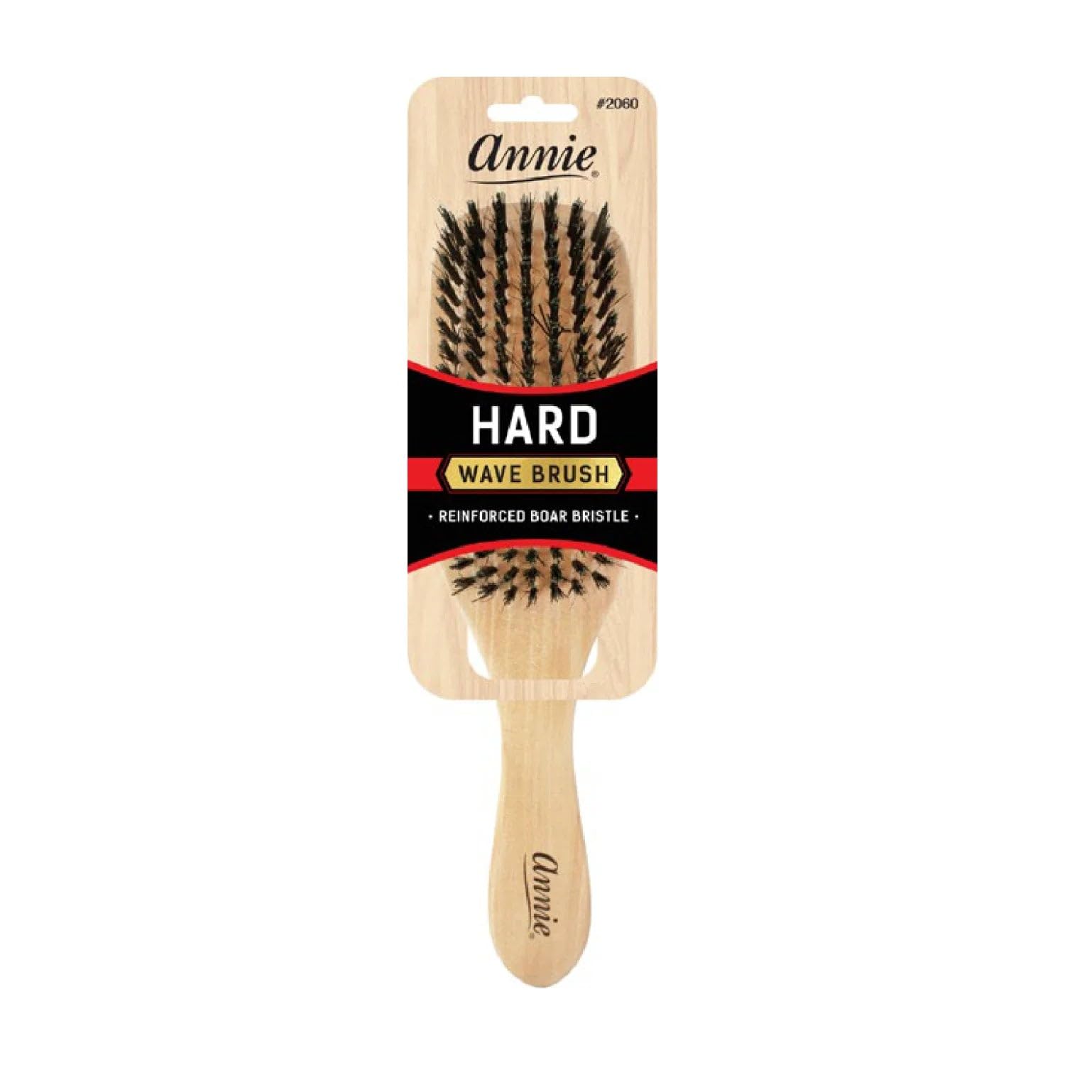 Annie Hard Wave Boar & Nylon Brush shown in light brown for textured waves and oil distribution.
