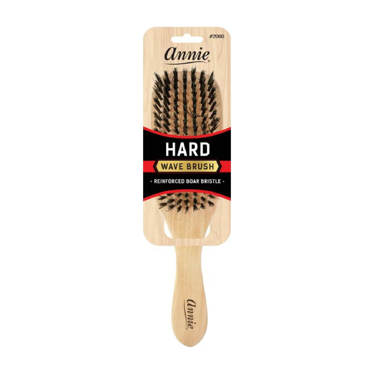 Annie Hard Wave Boar & Nylon Brush shown in light brown for textured waves and oil distribution.