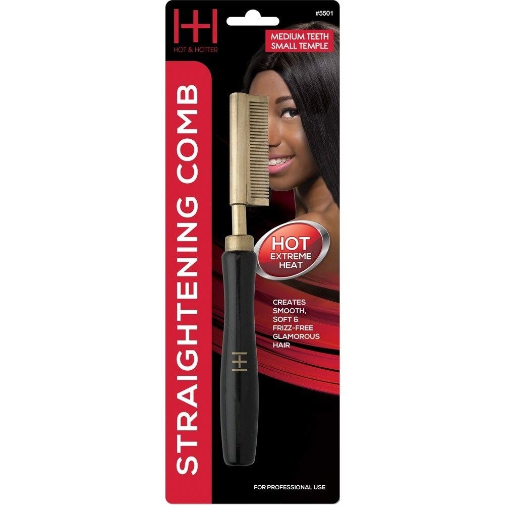 Annie Straightening Comb in use for quick, controlled straightening.