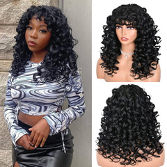 ANNISOUL curly wig bangs closeup highlights natural texture and easy styling