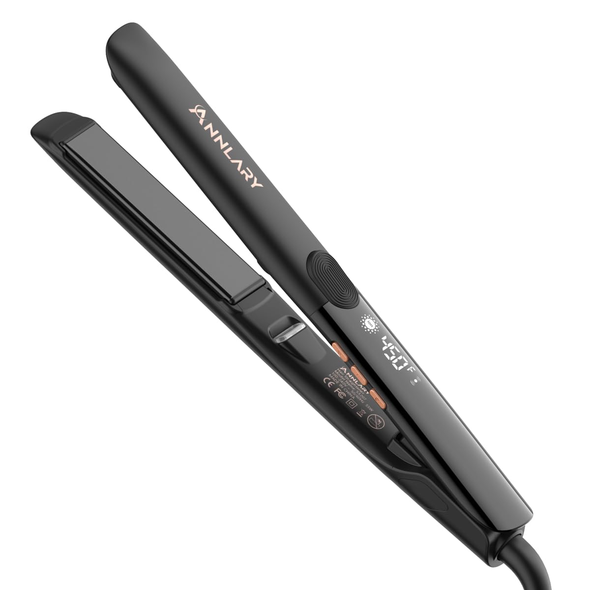 ANNLARY hair straightener closeup of 1in plate for smooth results
