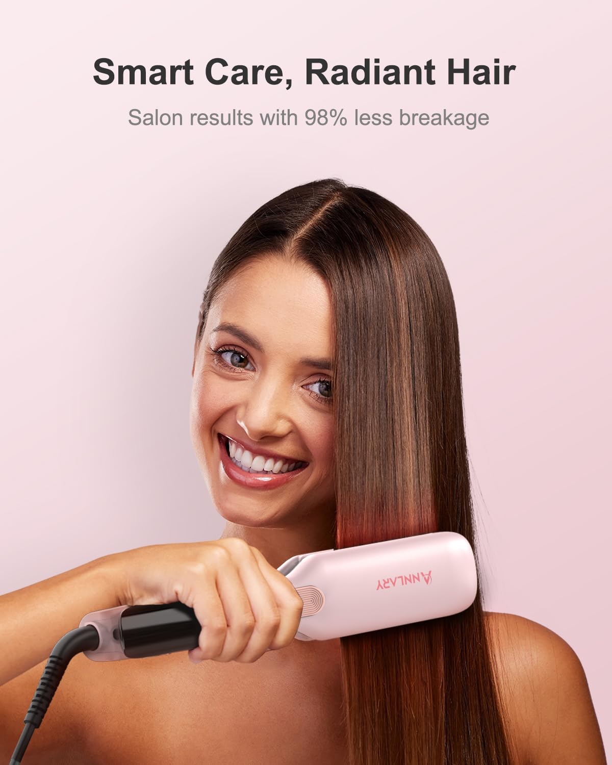 ANNLARY Hair Straightener dual-voltage-100-240v supports travel styling worldwide.