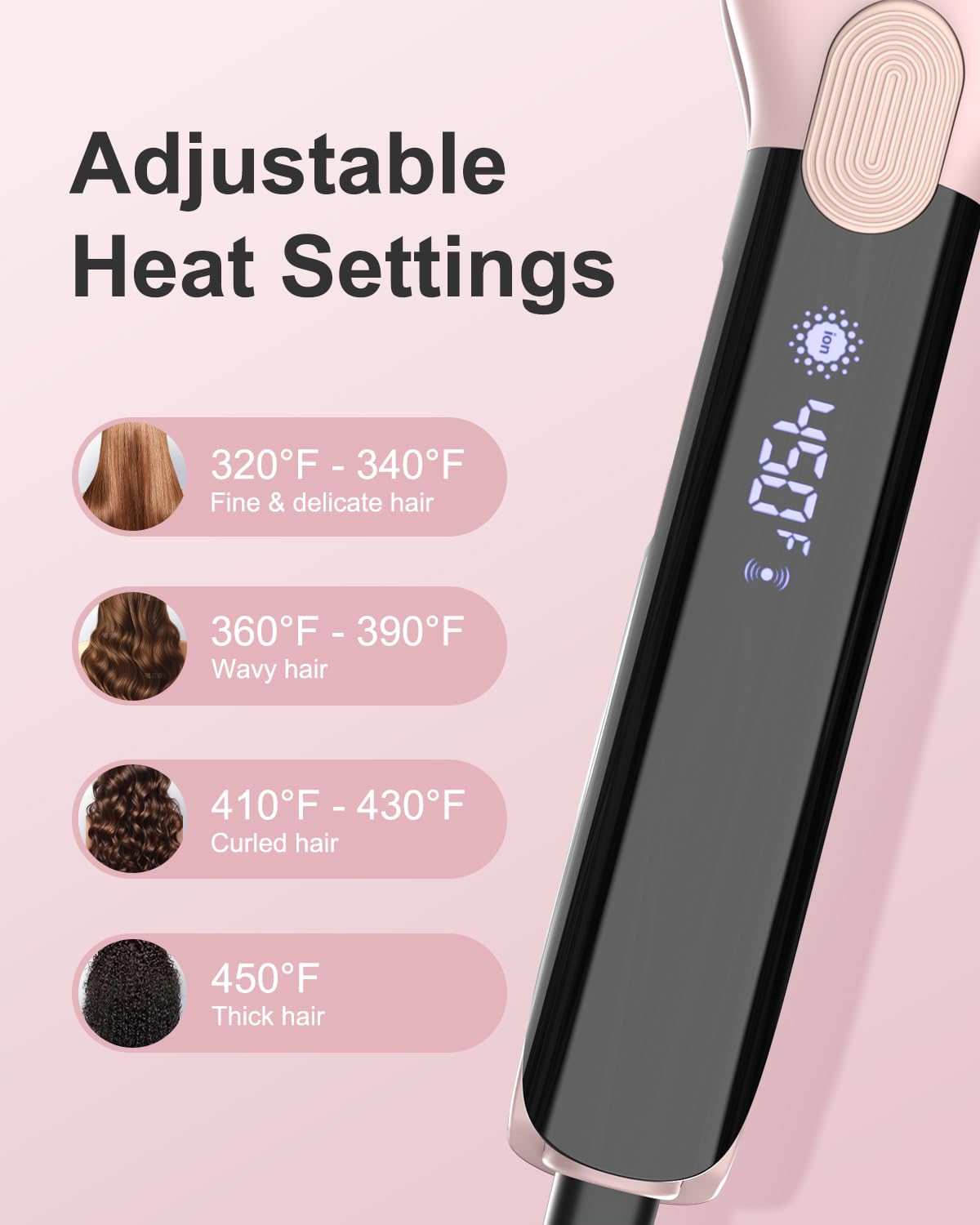 ANNLARY Hair Straightener heat-resistant-cord for safe, tangle-free use while styling.