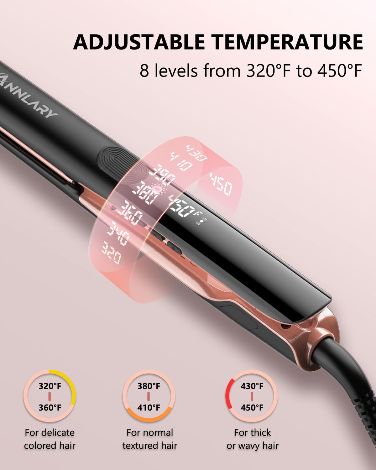 ANNLARY ionic technology reduces static for sleek, managed hair.