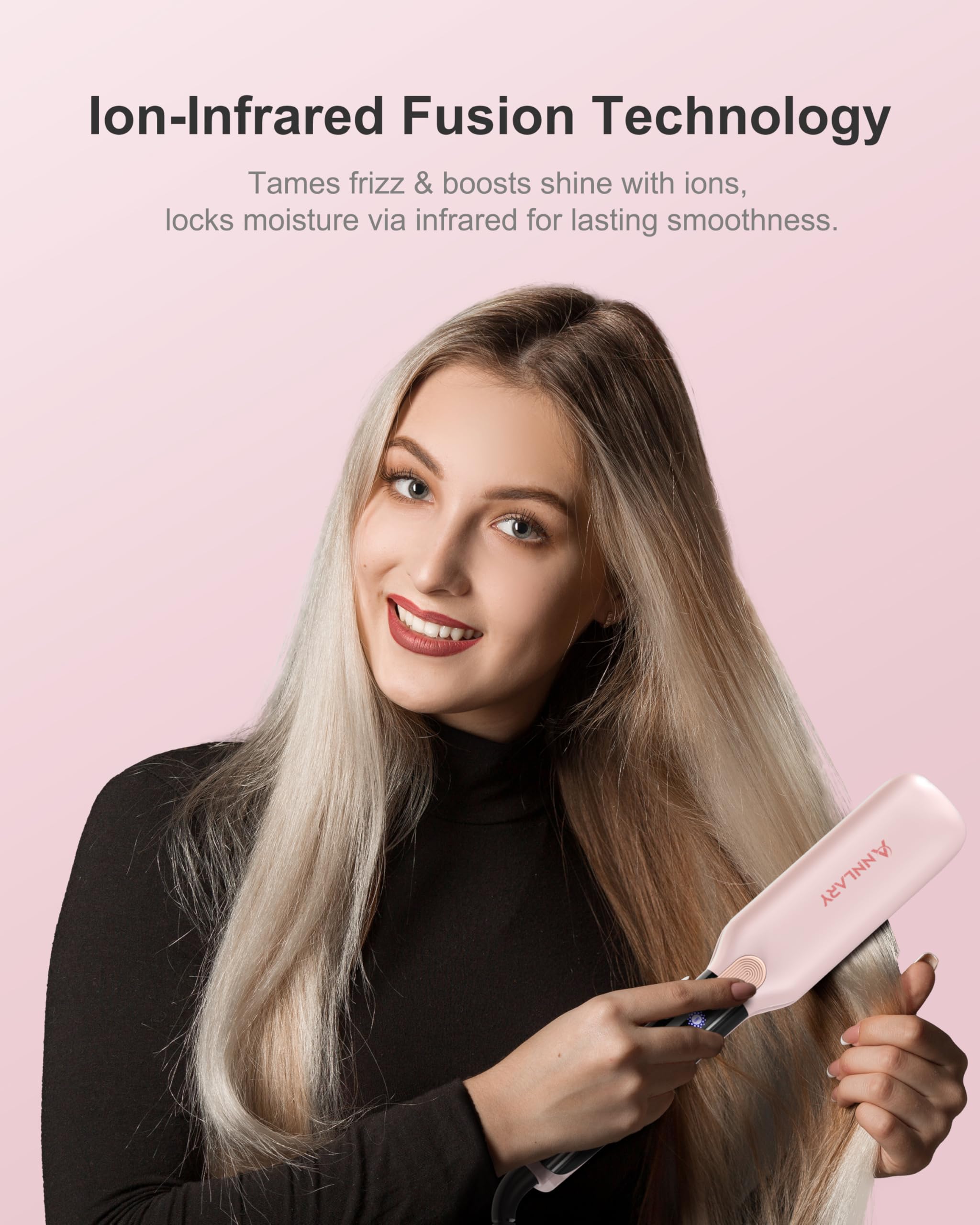 ANNLARY Hair Straightener ptc-heat-up-20sec quickly reaches styling temperature.
