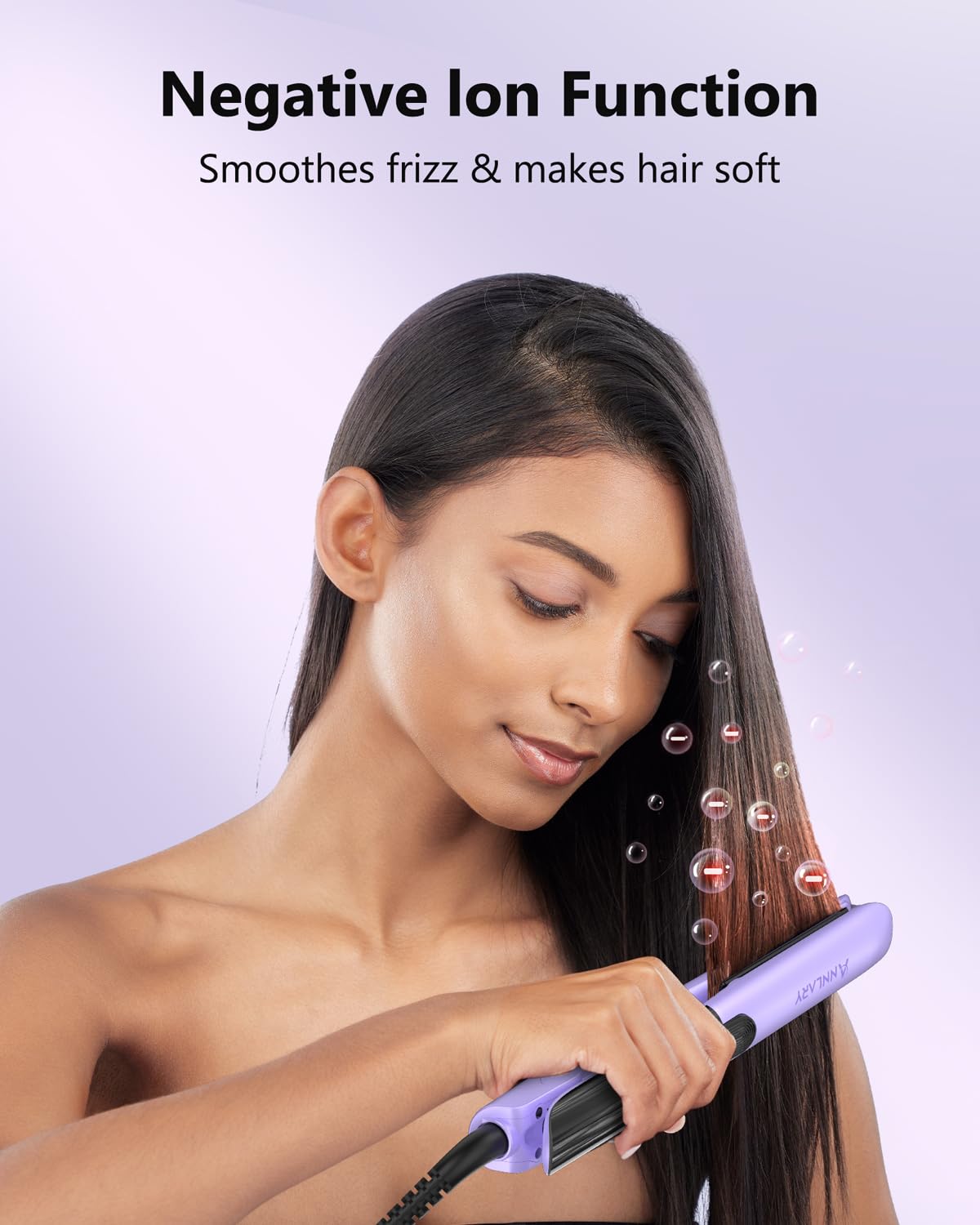 ANNLARY titanium ceramic plates glide smoothly for even heat and reduced frizz.