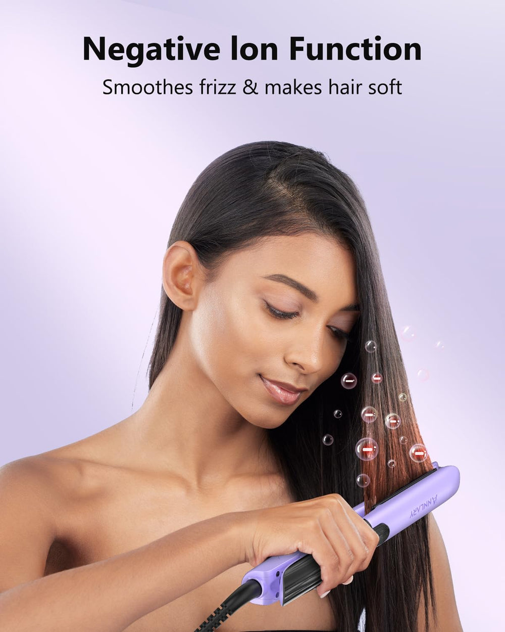 ANNLARY titanium ceramic plates glide smoothly for even heat and reduced frizz.