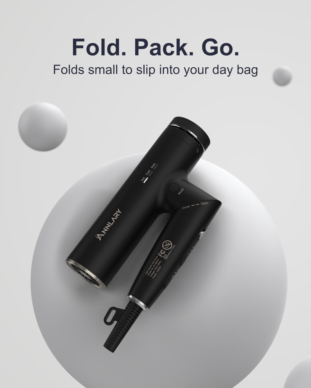 ANNLARY lightweight foldable design and long cord enable comfortable styling anywhere