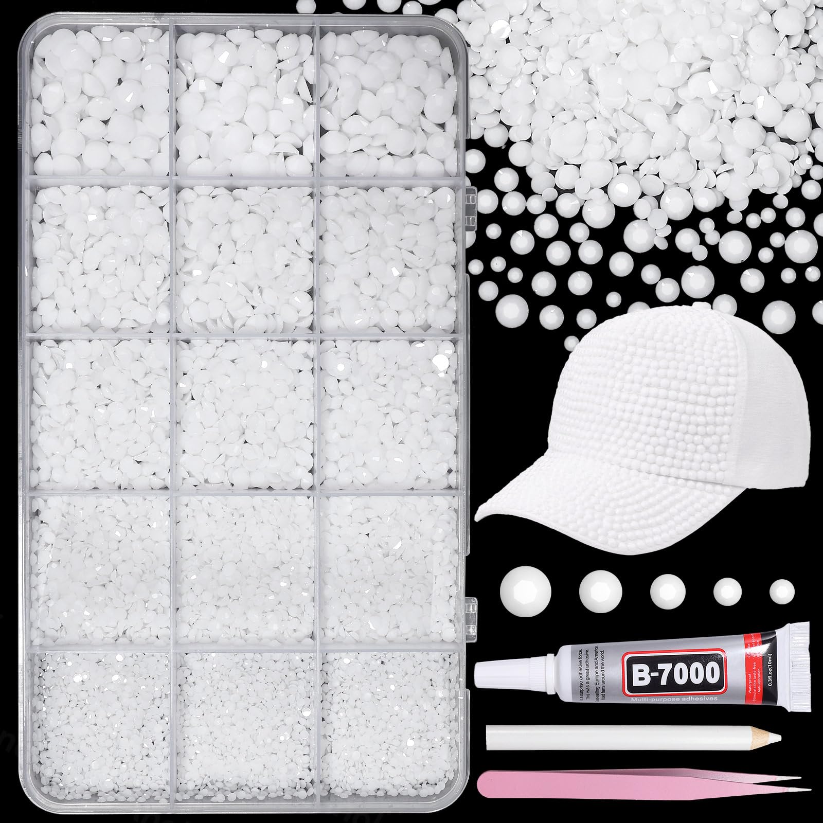 AnoleAir 12000-piece rhinestones kit with flatbacks for tumblers and nail art sparkle.