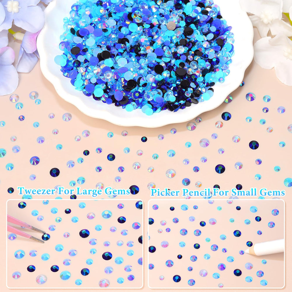 AnoleAir flatback jelly rhinestones in blue for dazzling resin crafts.