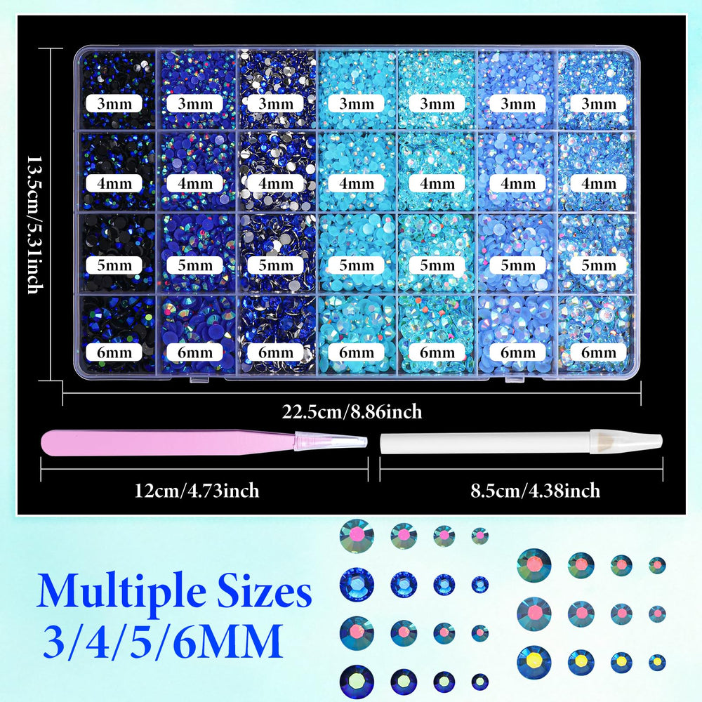 AnoleAir blue jelly rhinestones ideal for nail art and face makeup accents.