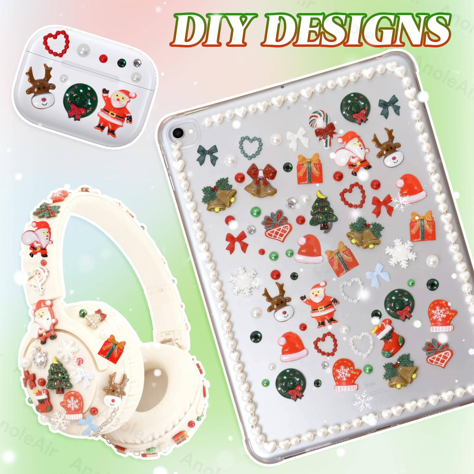 AnoleAir red green pearls highlight vibrant coloring for sparkling holiday crafts.
