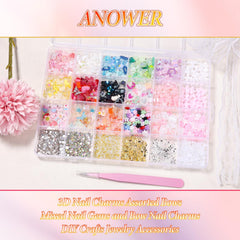 Anower 3D nail charms bow enhances cute, playful nail designs