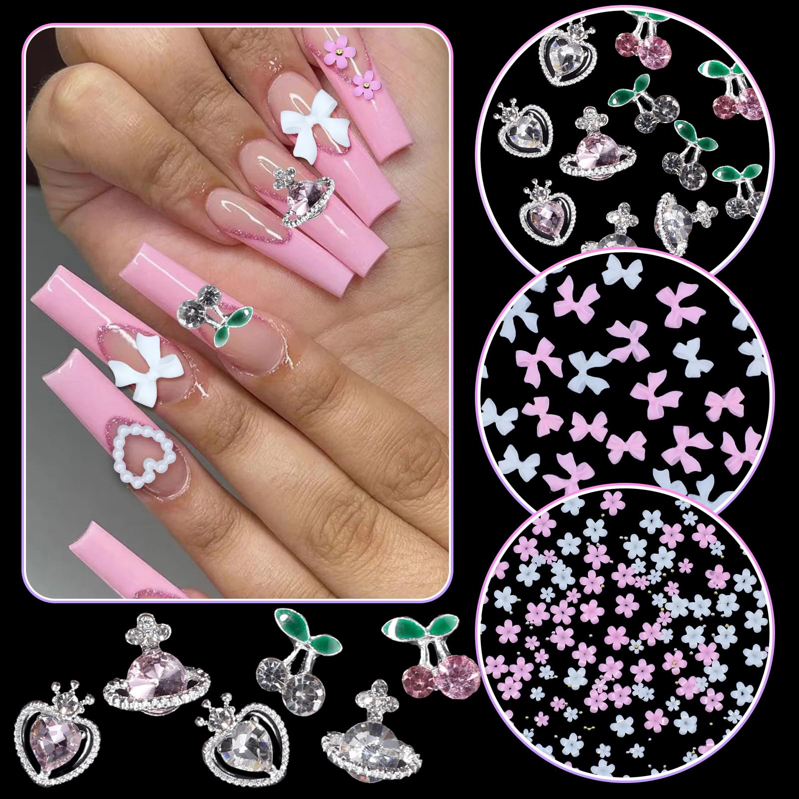 Anower easy-to-use 3D nail charms design for beginners