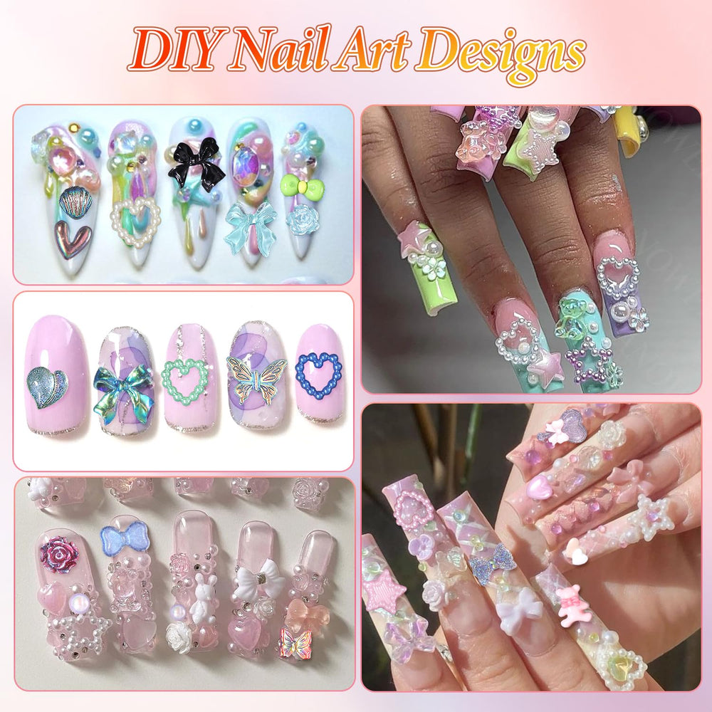 Anower 3D nail charms tiny beads and pearls for textured details