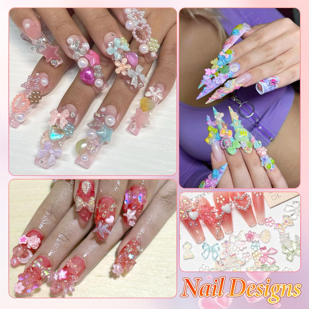 Anower 3D nail charms rhinestones add shimmer for accent nails