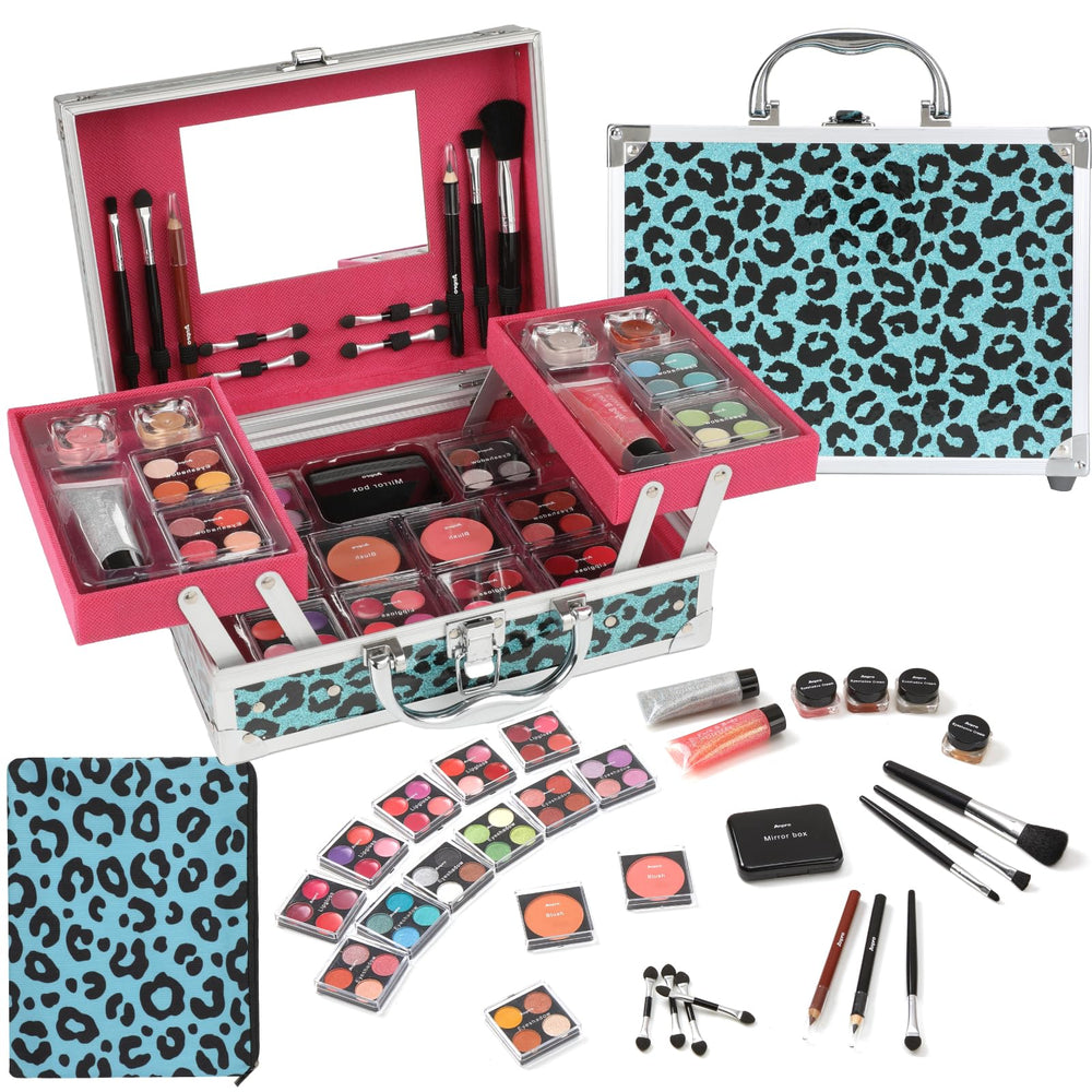Anpro leopard cosmetic bag travel-ready for quick touch-ups