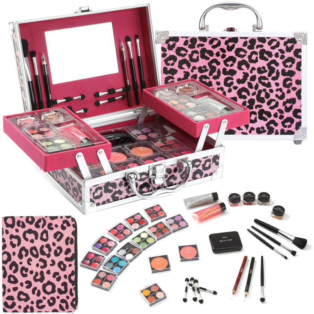 Anpro leopard cosmetic bag for travel and organization