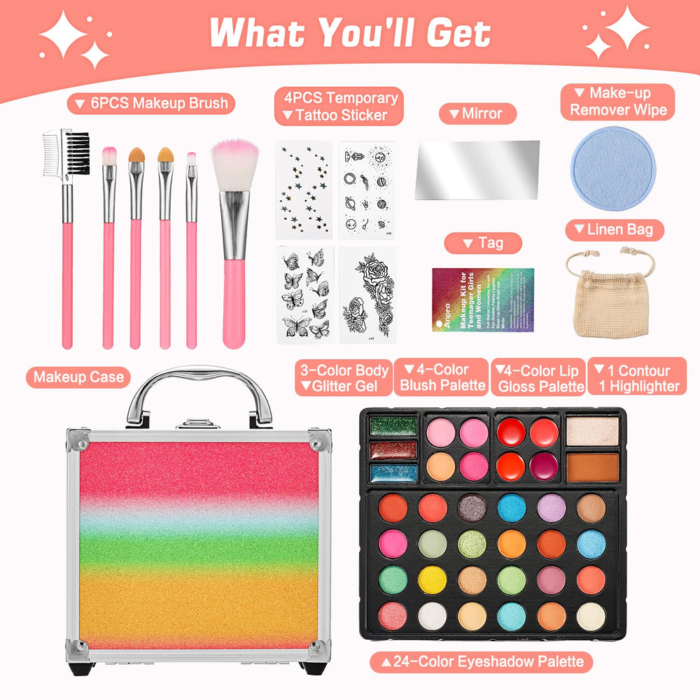 Anpro teen makeup kit open case organized for quick on-the-go styling