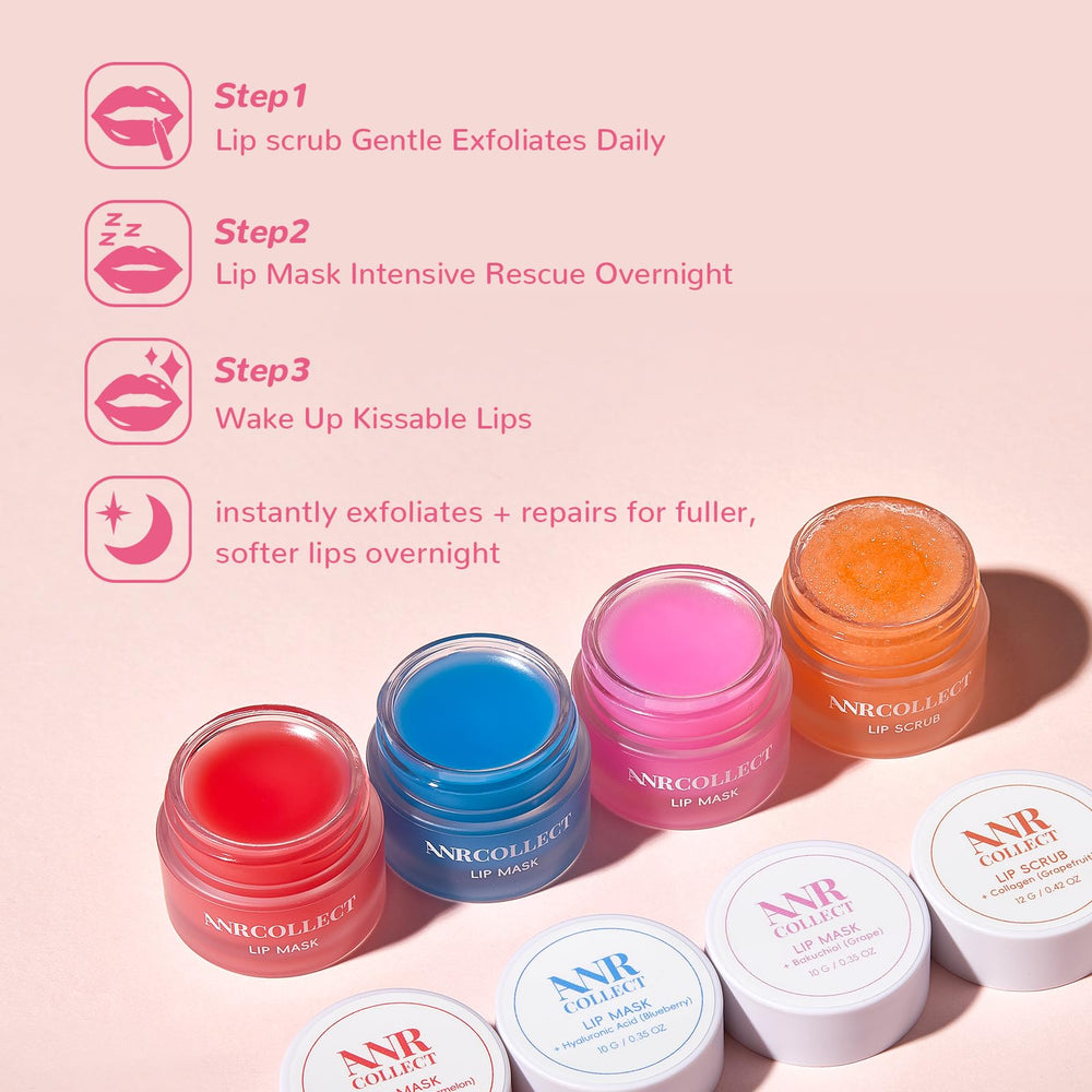 ANRCOLLECT lip scrub before-after close-up shows smoother texture