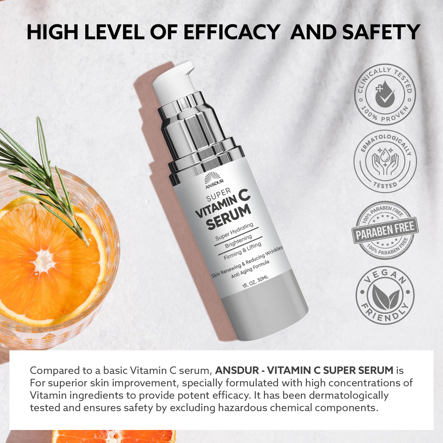 ANSDUR ingredients hyaluronic acid, peptides, bakuchiol for plump, resilient skin.