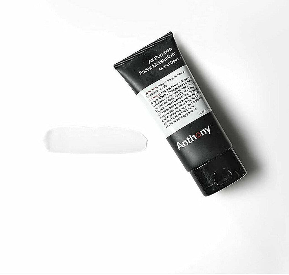 Anthony All-Purpose Facial Moisturizer being applied to the face for hydration.