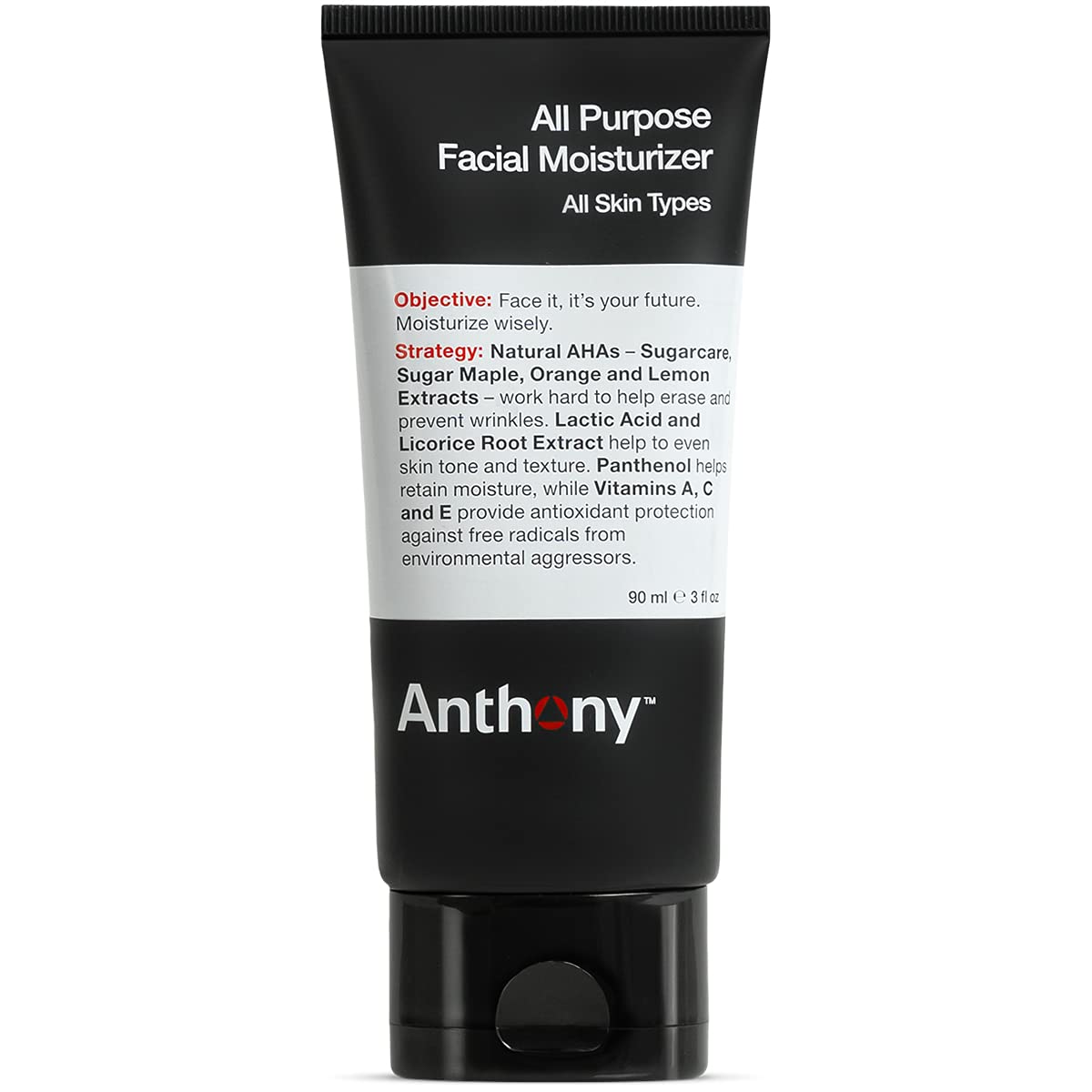 Anthony All-Purpose Facial Moisturizer bottle pump for everyday hydration.