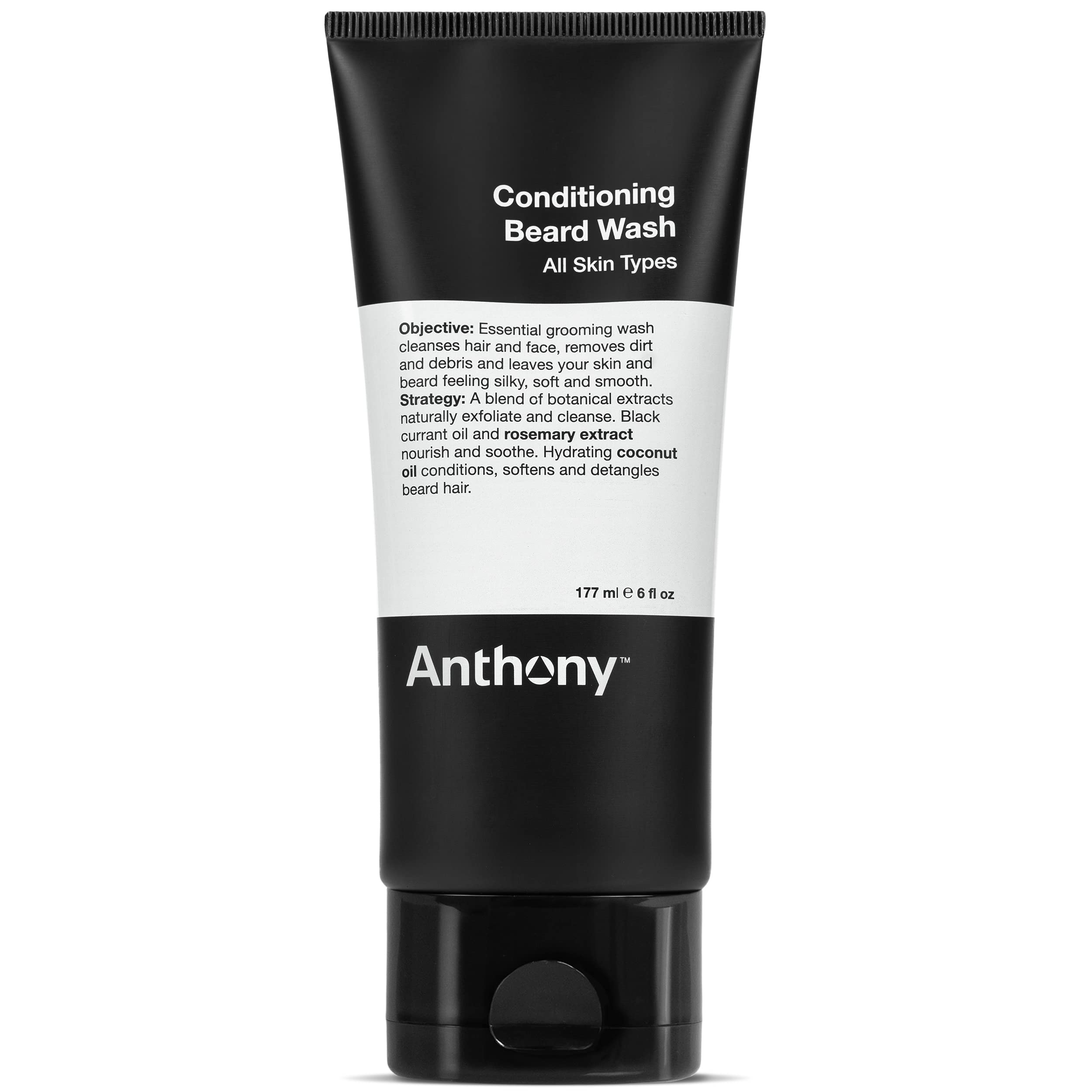 Anthony Conditioning Beard Wash bottle showing hydrating formula for softer beard