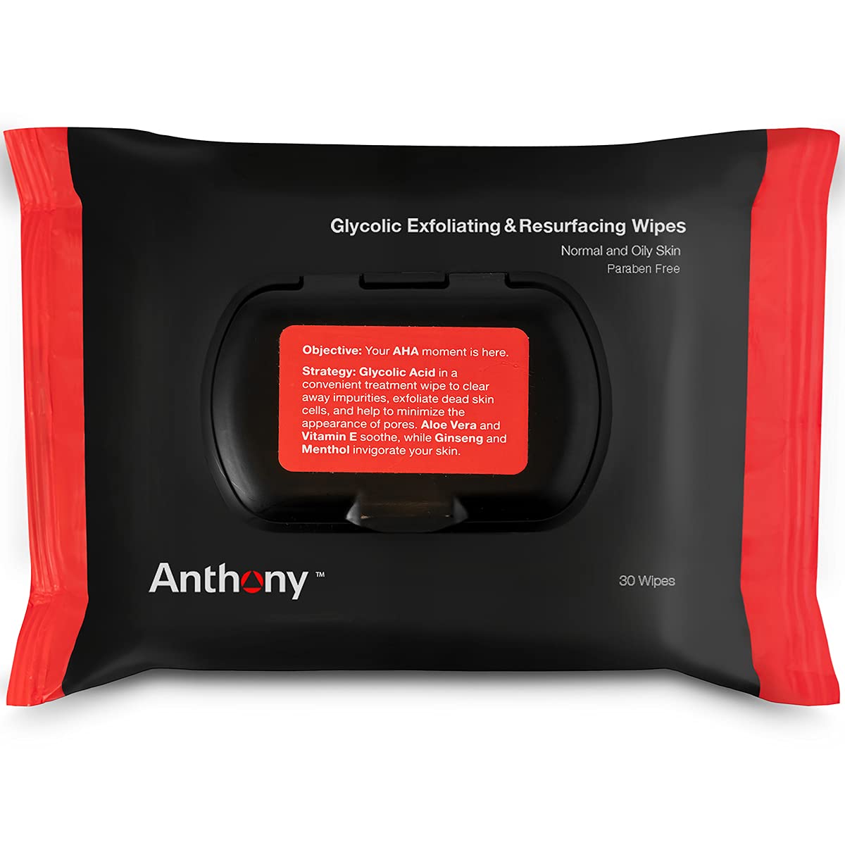 Anthony Glycolic Exfoliating Wipes travel case ready for gym or travel refreshment
