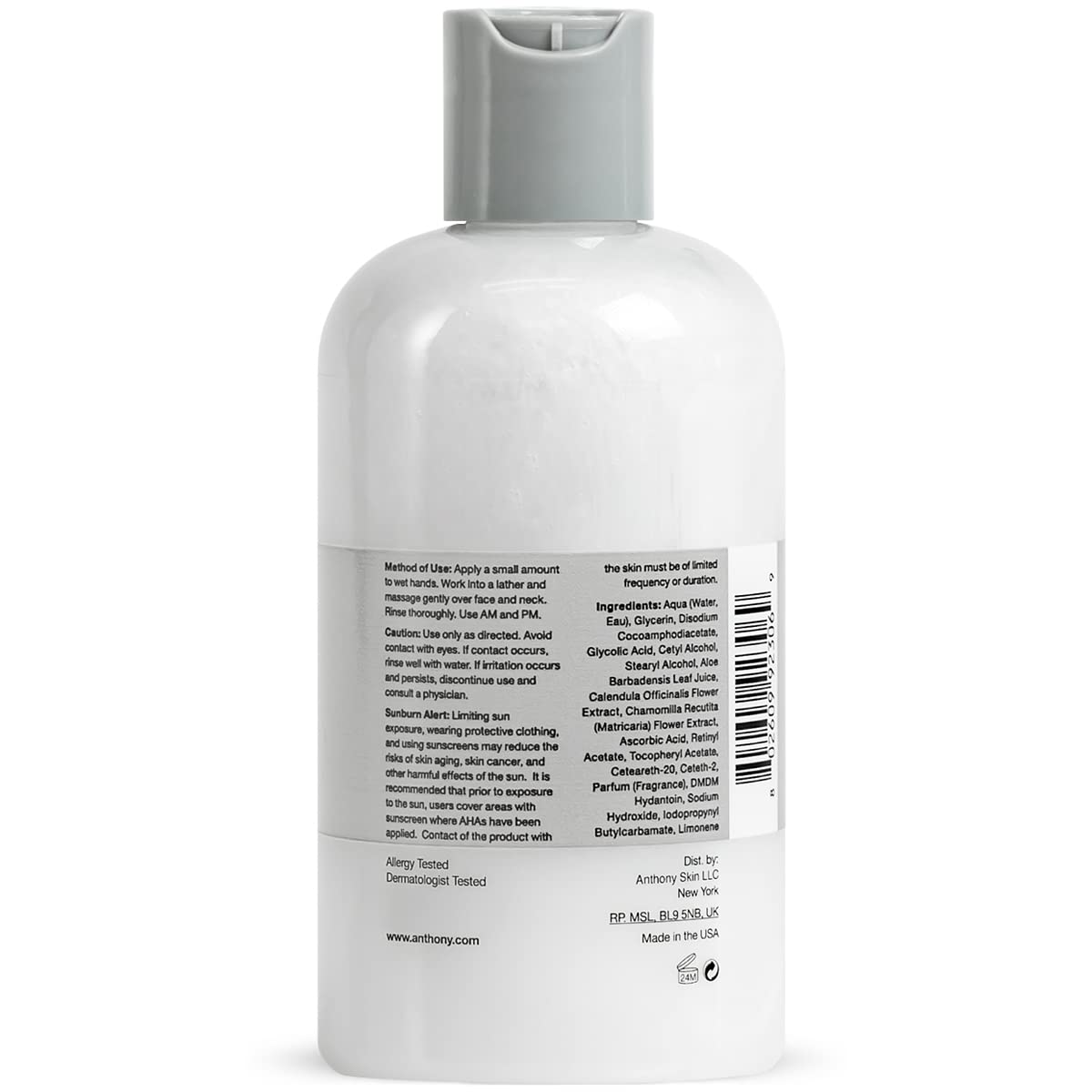 Anthony Glycolic Facial Cleanser close up skin highlighting hydration and moisture balance