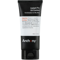 Anthony Instant Fix bottle closeup shows oil absorption for a matte finish.