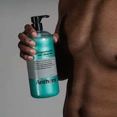 Anthony Invigorating Rush foam close-up showing rich lather and skin hydration