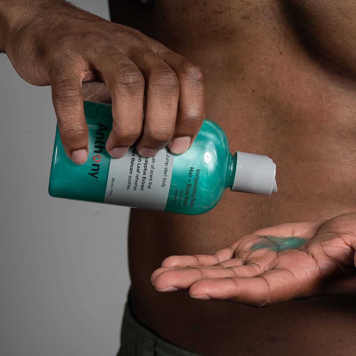Anthony Invigorating Rush lather close-up highlighting hydrating formula for smooth skin.