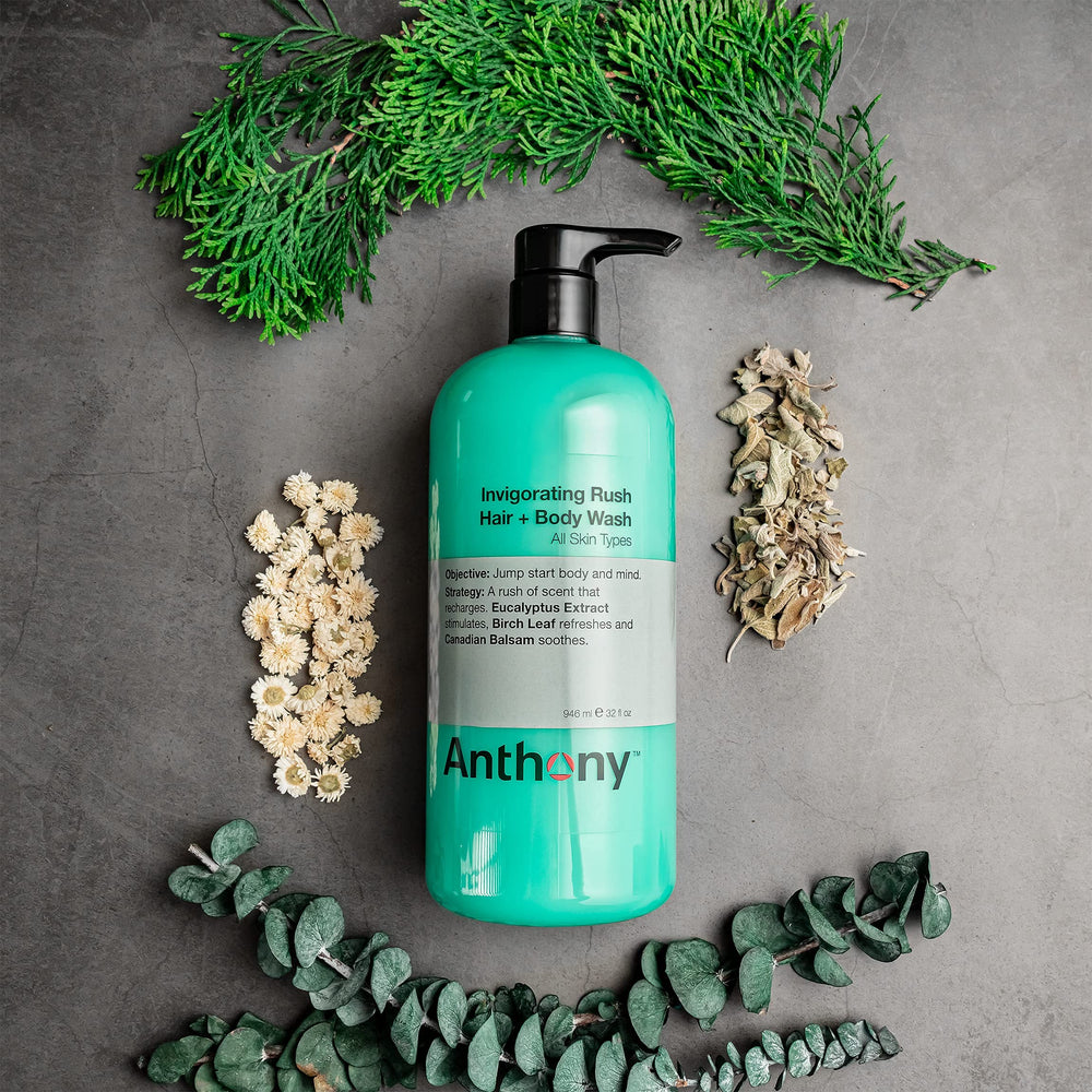 Anthony bottle in gym bag demonstrates travel-friendly size for easy on-the-go grooming