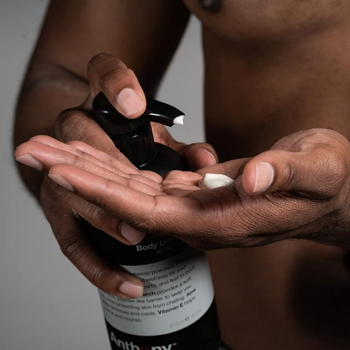 Anthony No Sweat Body Defense Deodorant shown on groin area for chafe prevention during activity