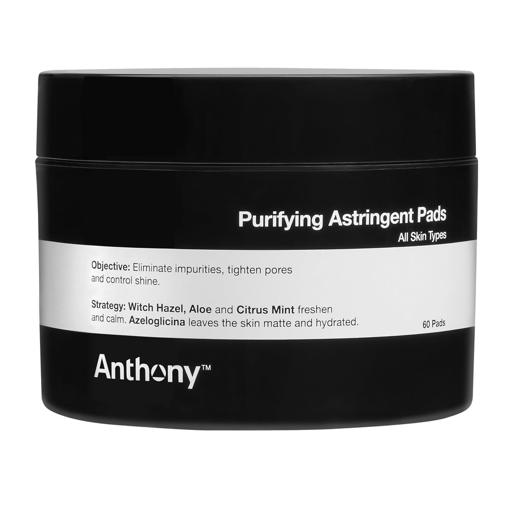 Anthony Witch Hazel Pads pack front—60-count purifying cleansing pads for daily use.