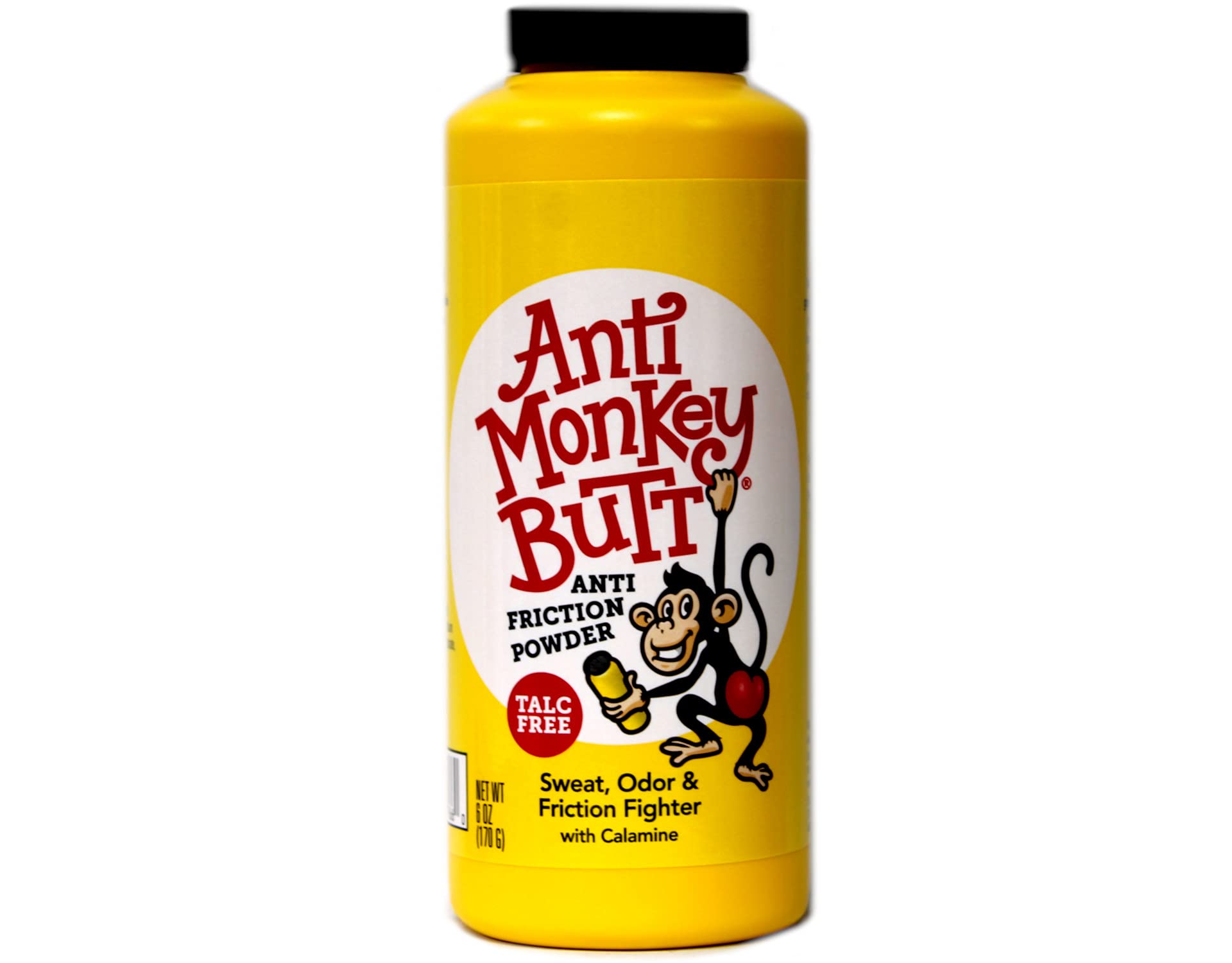 Anti Monkey Butt powder dispensing bottle; easy application for sweat-prone days.