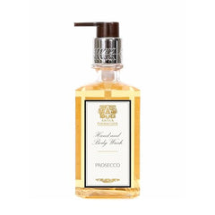 Antica Farmacista Prosecco Hand Wash bottle shows luxurious cleansing with hydrating skin benefits.