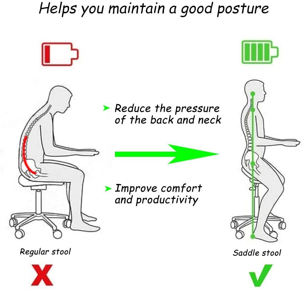 Antlu adjustable-height saddle stool spans 21.5 to 28.5 inches for varied tasks