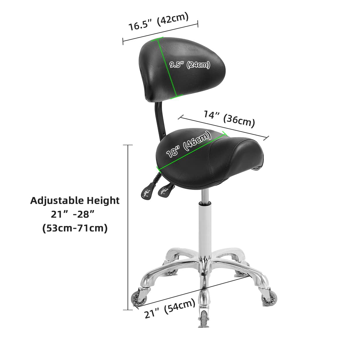 Antlu ergonomic saddle-seat design provides comfort during long lash or tattoo sessions